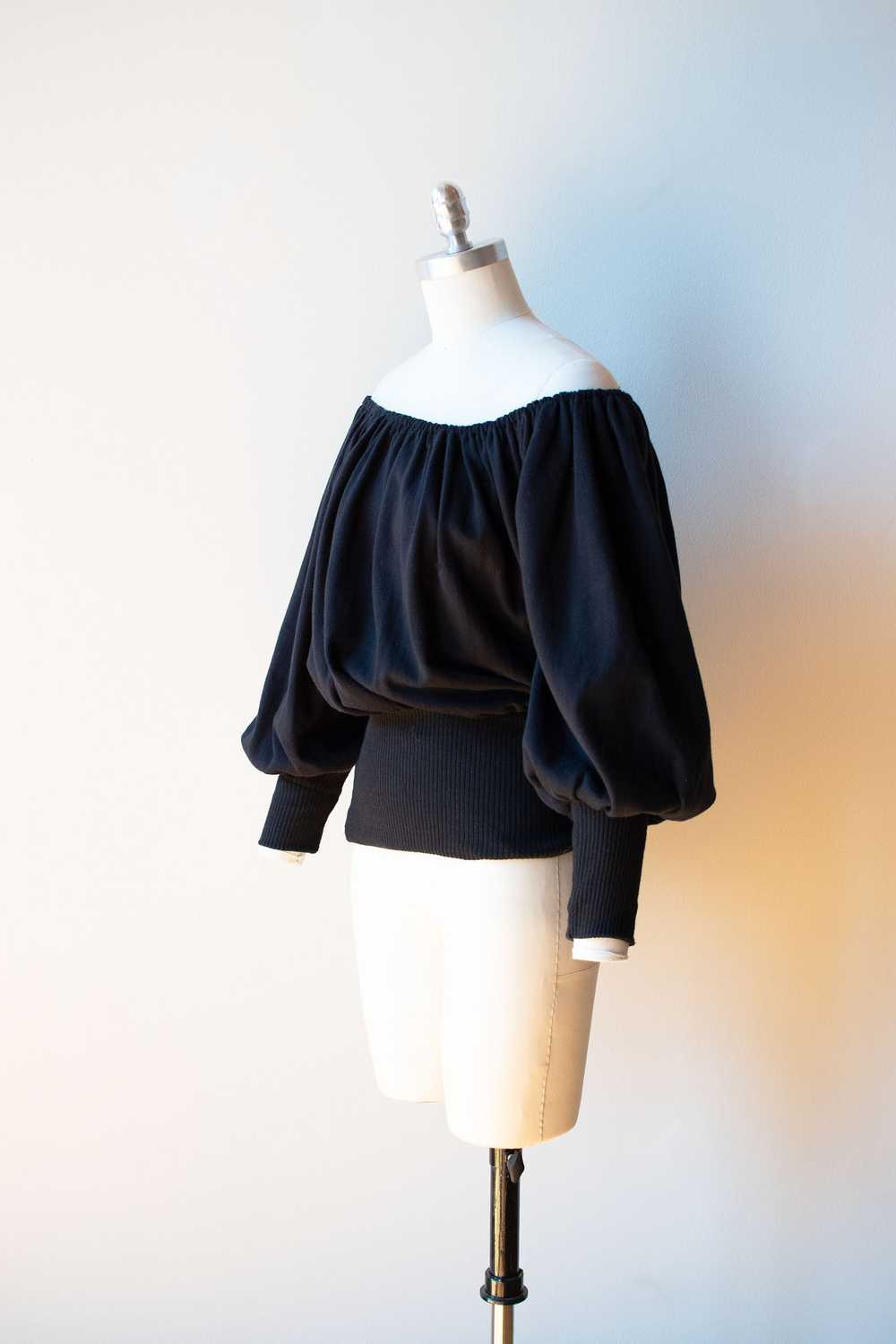 1980s Black Bishop Sleeve Sweatshirt | Norma Kama… - image 2