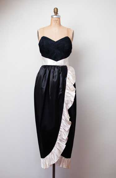 1970s Ruffled Satin Gown - image 1