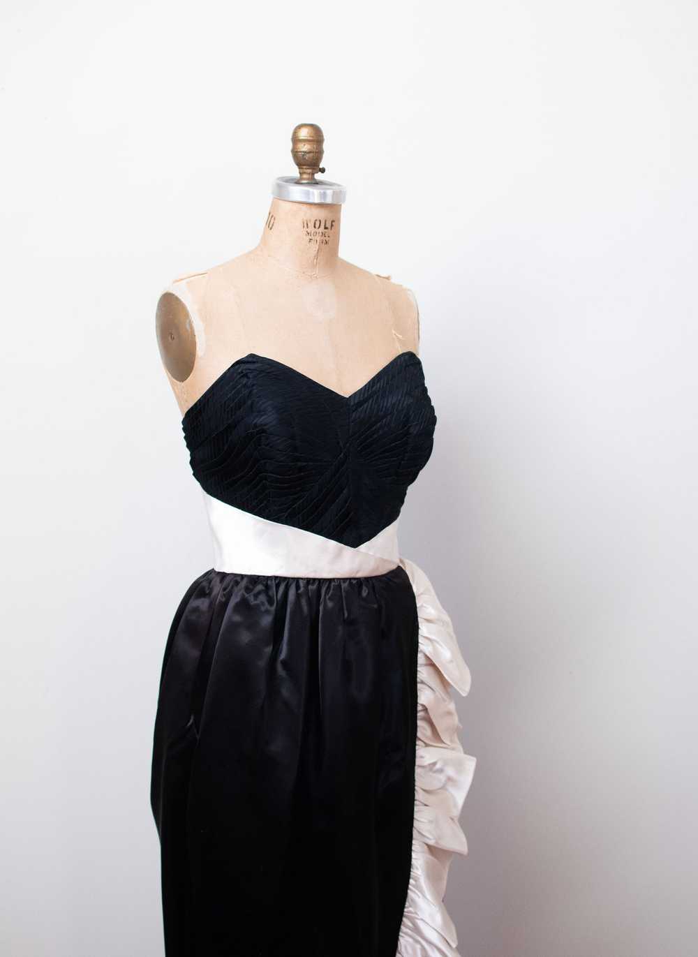 1970s Ruffled Satin Gown - image 2