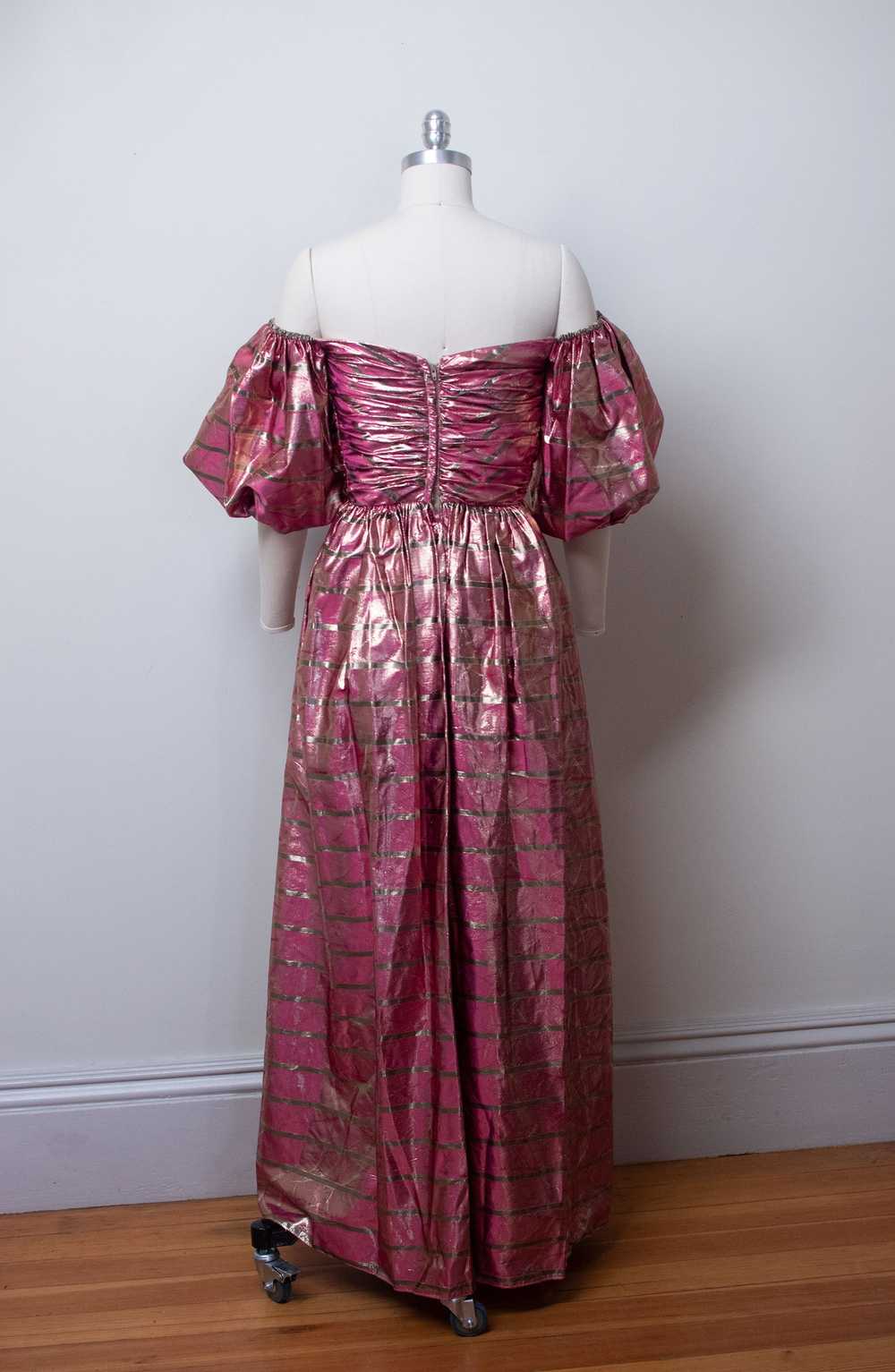 1980s Puff Sleeve Lamé Gown - image 5
