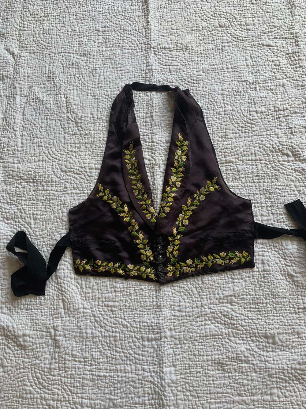 Antique Embroidered Silk Vest - image 12