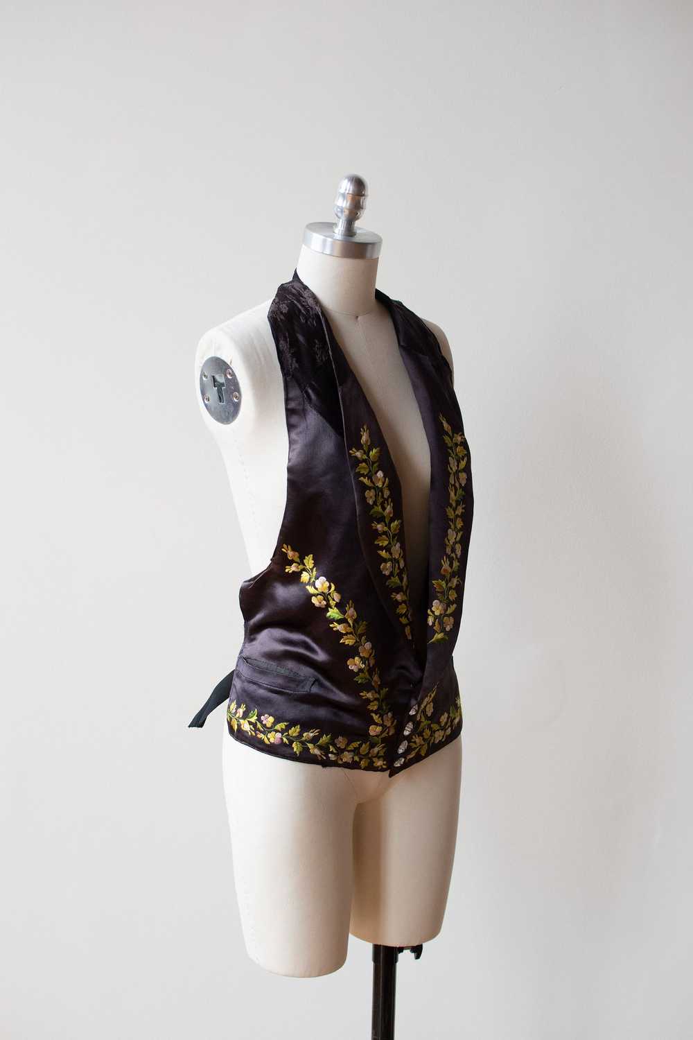 Antique Embroidered Silk Vest - image 5