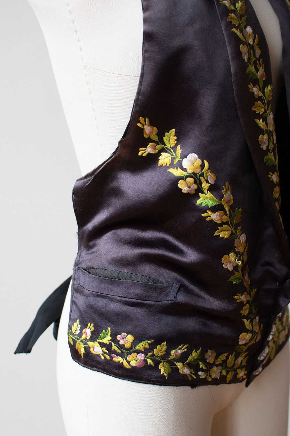 Antique Embroidered Silk Vest - image 6