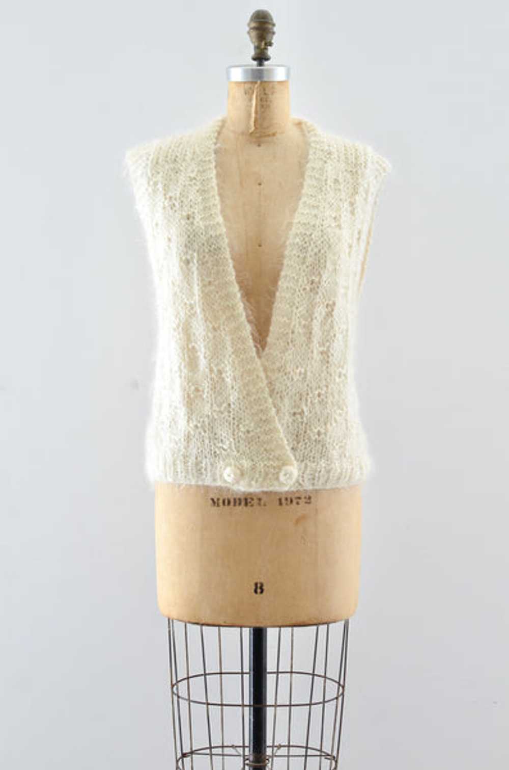 Vintage Handknit Mohair Vest / S M - image 1