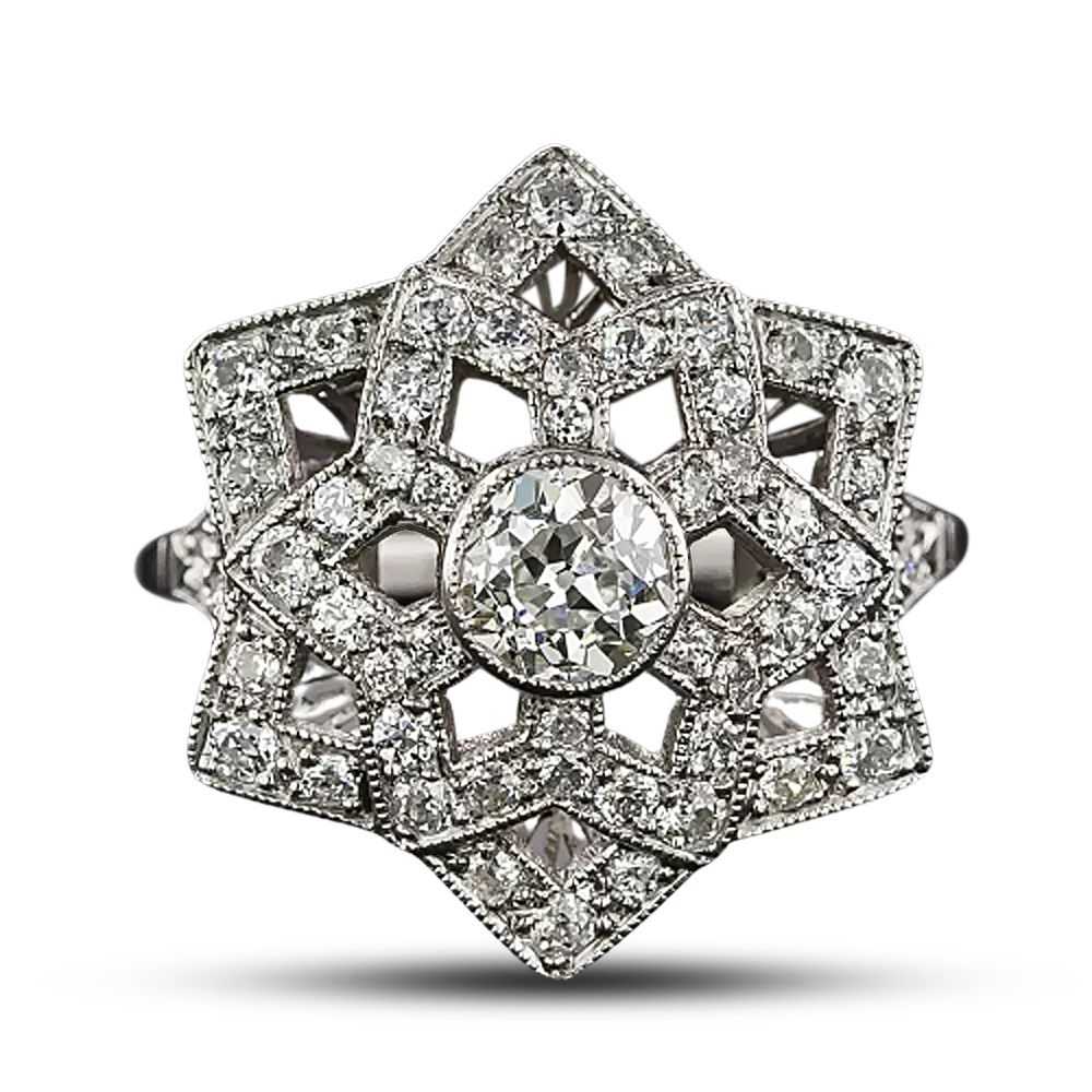 Vintage Style Starburst Diamond Ring - image 3
