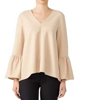 TIBI SAND CREPE STRUCTURED BELL SLEEVE TOP - image 1
