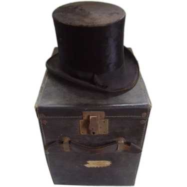 Antique Beaver Top Hat with Case/Antique Victorian