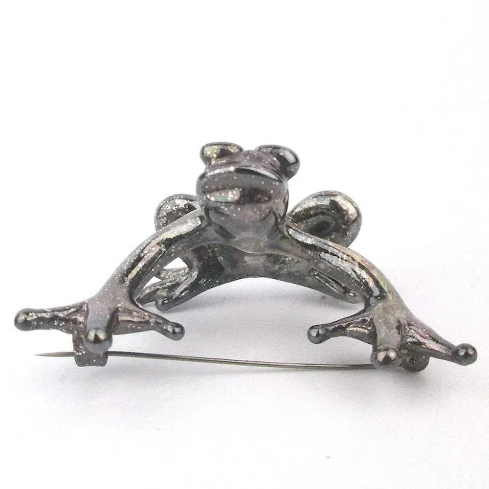 Ready to Hop 925 Silver FROG Pin Brooch Signed an… - image 5