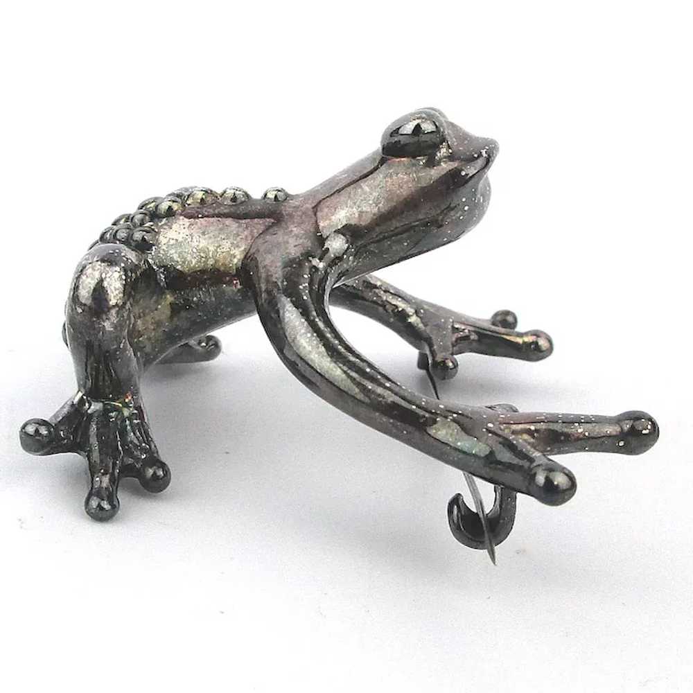 Ready to Hop 925 Silver FROG Pin Brooch Signed an… - image 6