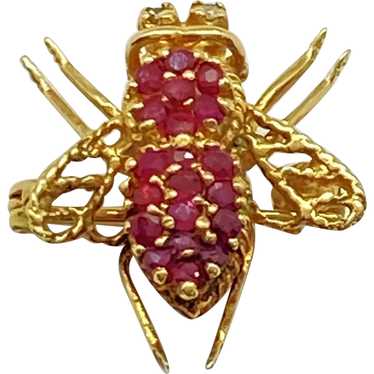 Jeweled BEE Pendant Ruby and Diamond .79 Carat tw 
