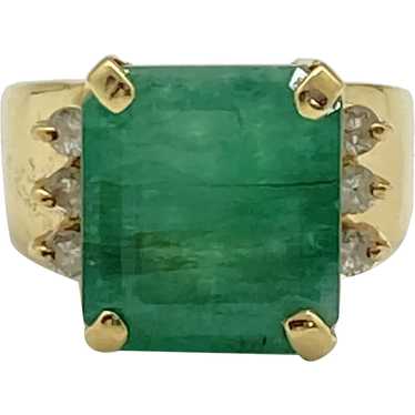 Impressive Emerald and Diamond 8.65 Carats tgw Ri… - image 1