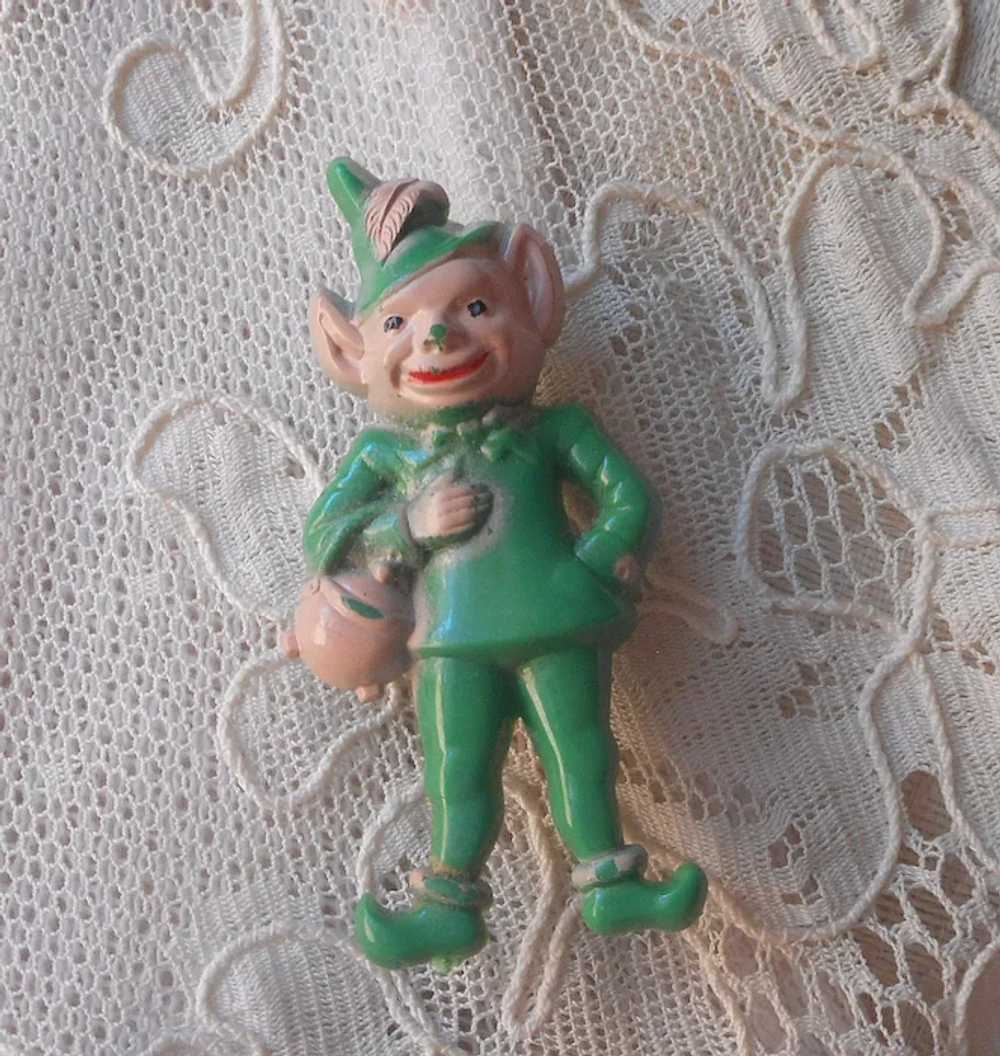 Hard Plastic Leprechaun Pin Vintage St. Patrick's… - image 5