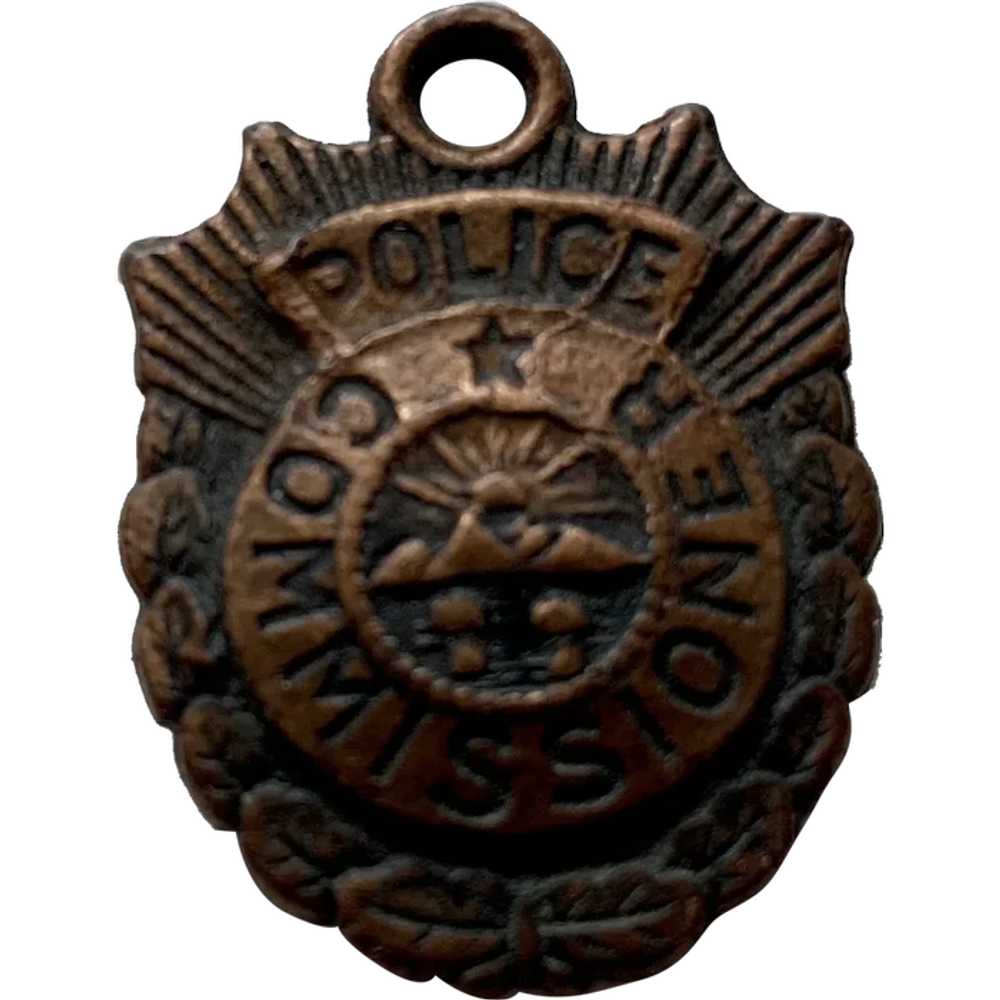 Vintage Metal Police Commissioner Badge Charm Fob… - image 1