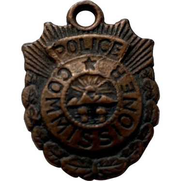 Vintage Metal Police Commissioner Badge Charm Fob… - image 1