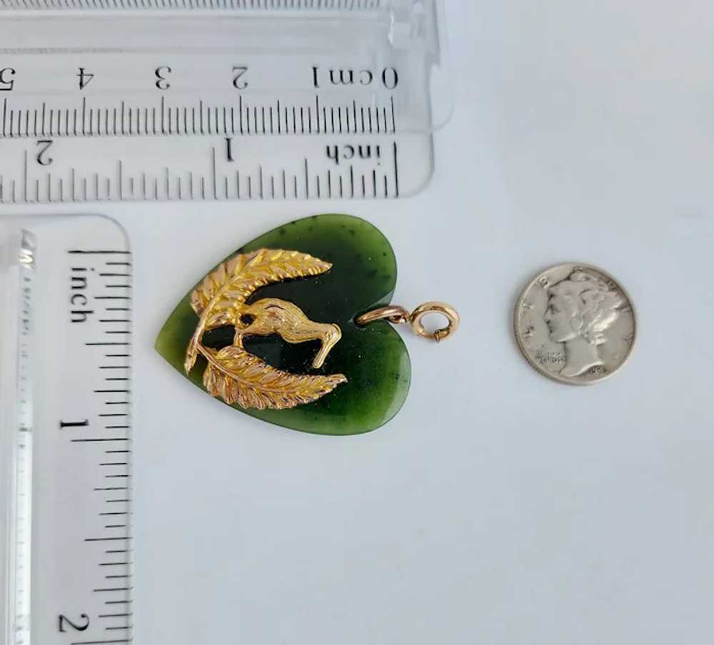 Antique New Zealand 14K Gold Carved Nephrite Jade… - image 8
