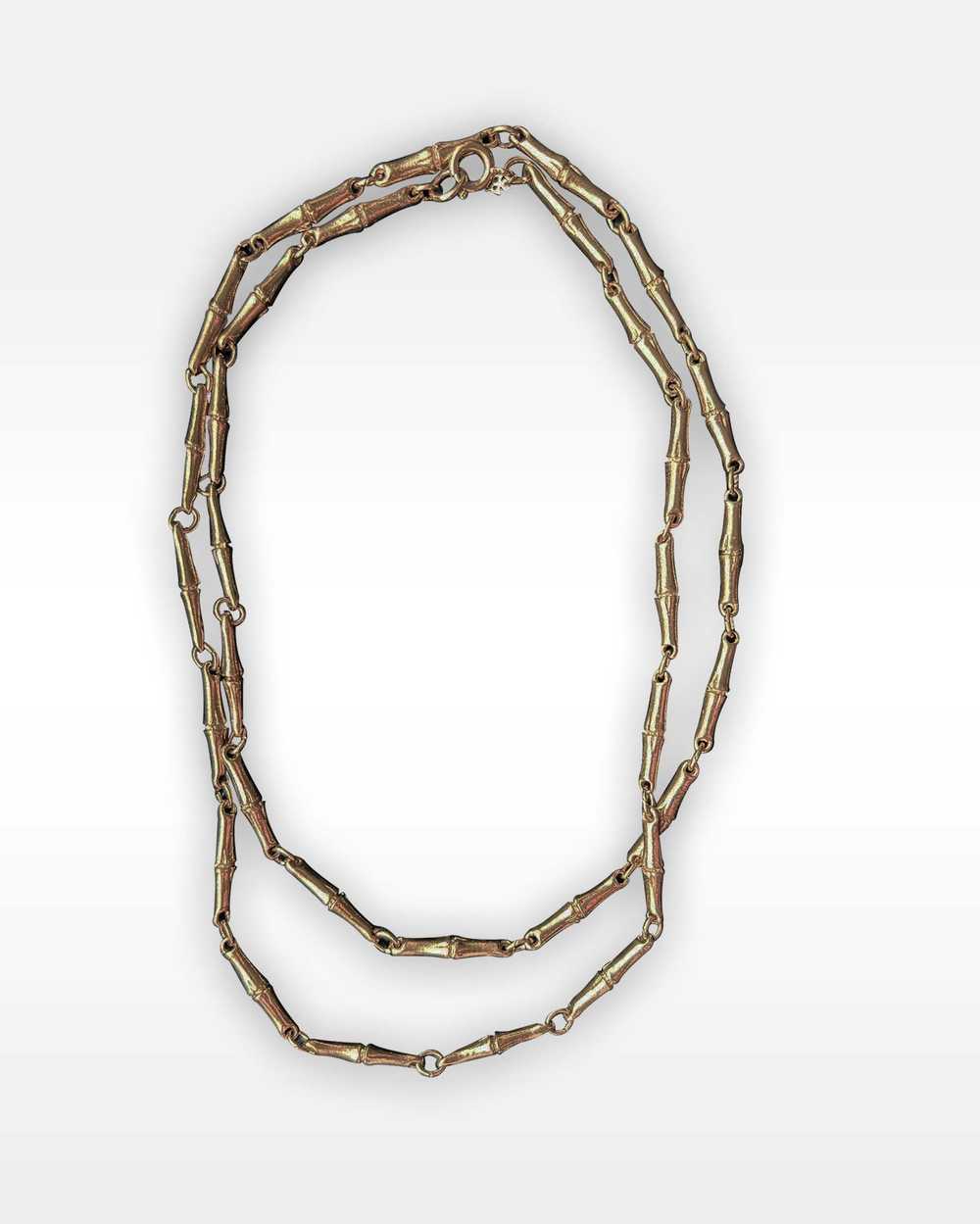 Trifari Bamboo Link Gold Metal Necklace - image 1
