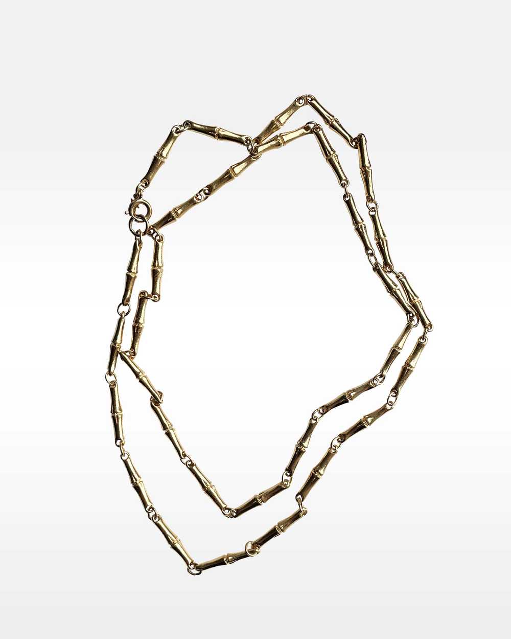 Trifari Bamboo Link Gold Metal Necklace - image 3