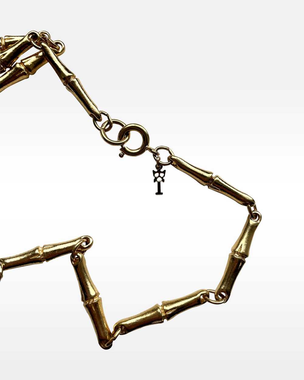 Trifari Bamboo Link Gold Metal Necklace - image 5