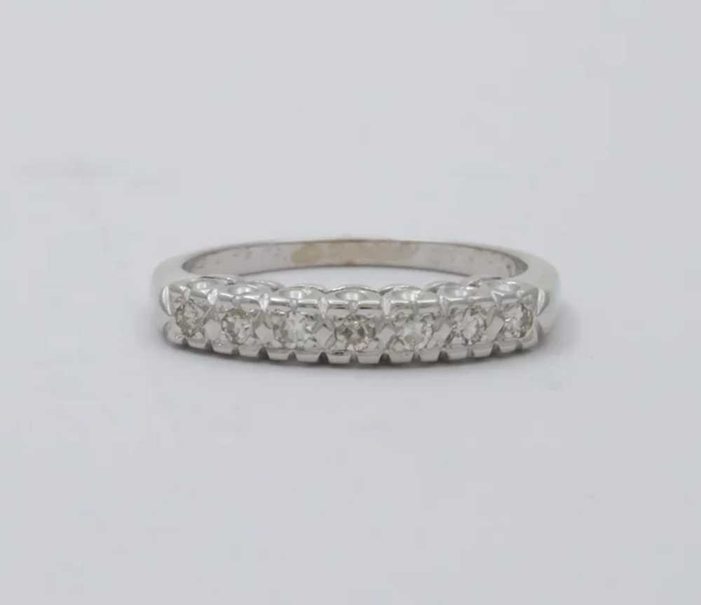 Vintage 14K Gold Diamond Half Eternity Ring Band - image 2