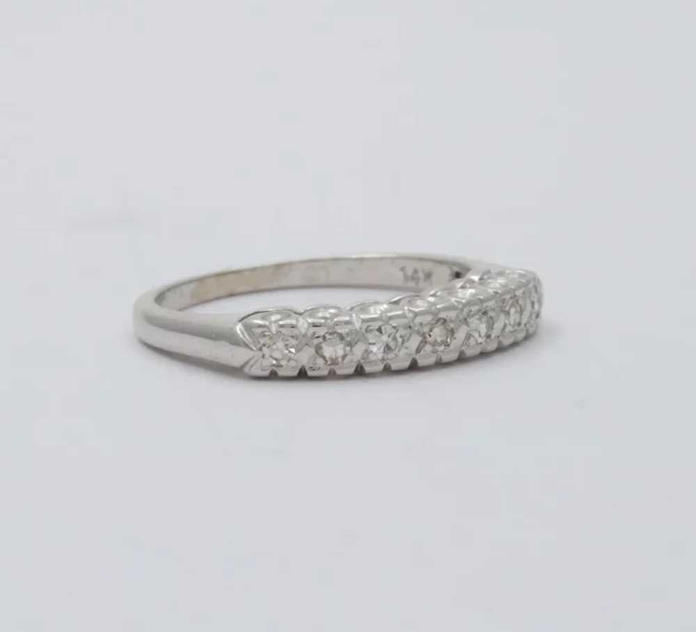 Vintage 14K Gold Diamond Half Eternity Ring Band - image 5