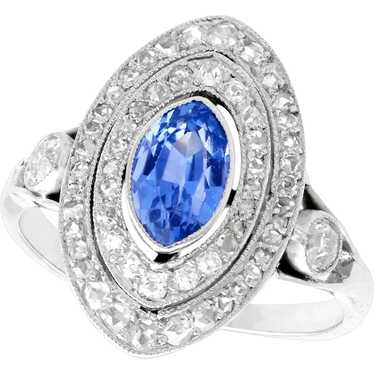Antique French 0.59 Carat Sapphire and 0.65 Cttw … - image 1