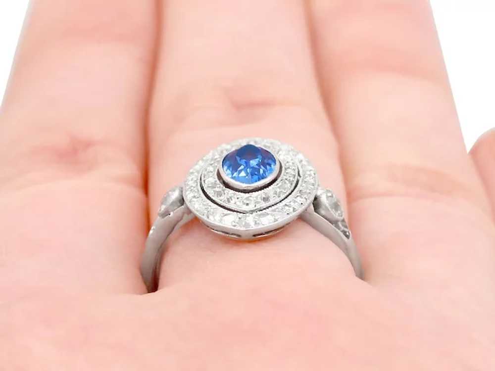 Antique French 0.59 Carat Sapphire and 0.65 Cttw … - image 9