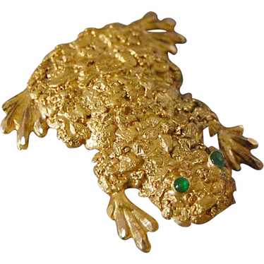 Alaskan Gold Nugget Frog Brooch Lapel Pin