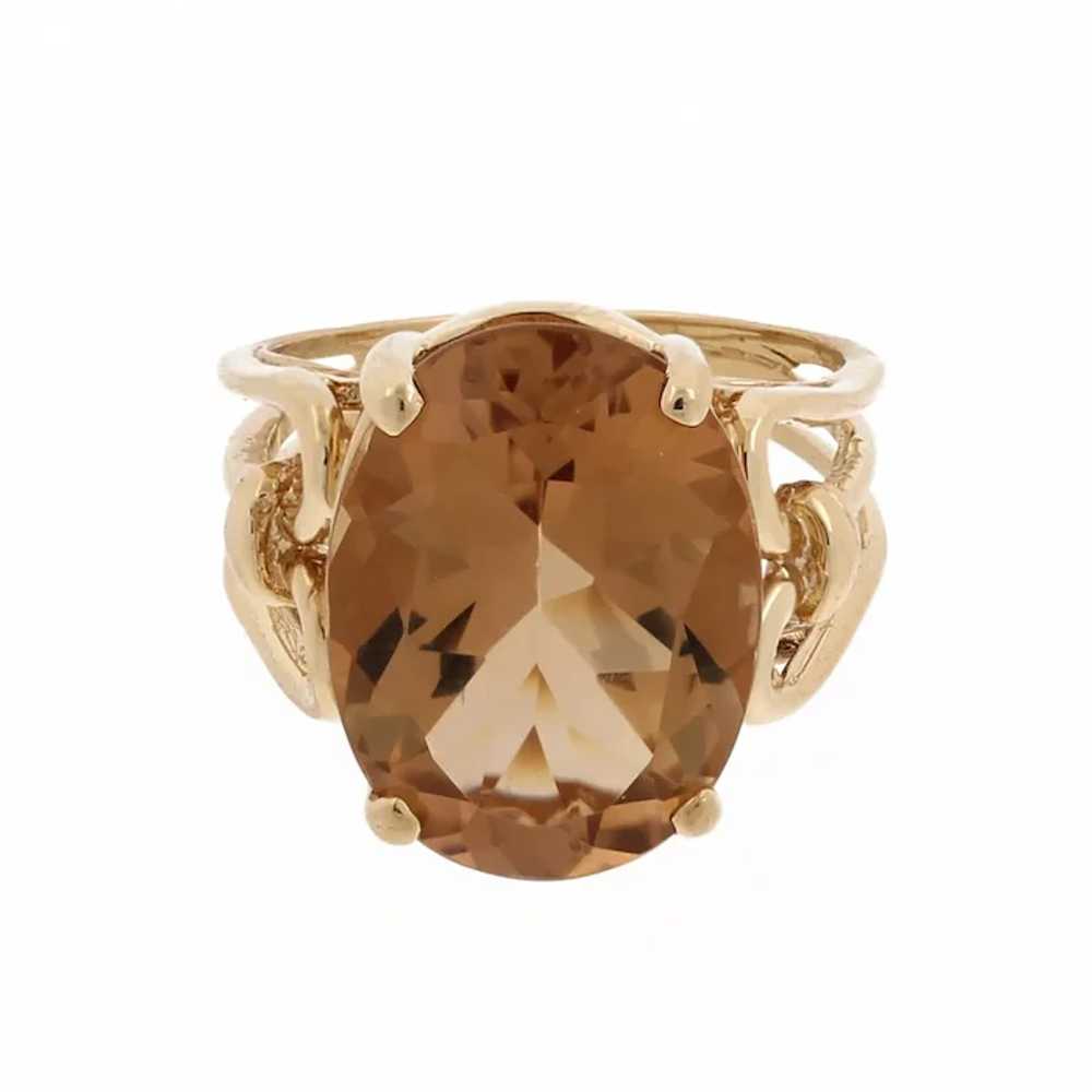 Vintage Citrine Solitaire Ring 14K Y/Gold Filigre… - image 4