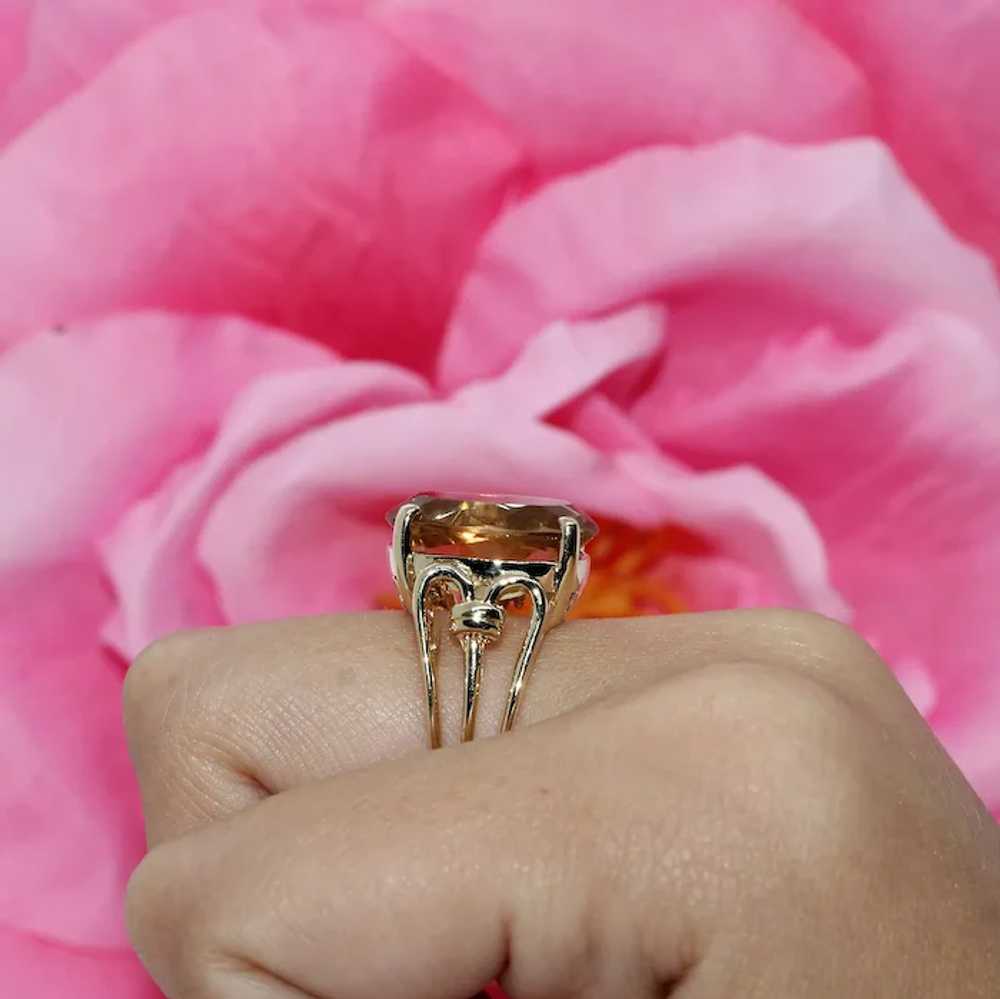 Vintage Citrine Solitaire Ring 14K Y/Gold Filigre… - image 5