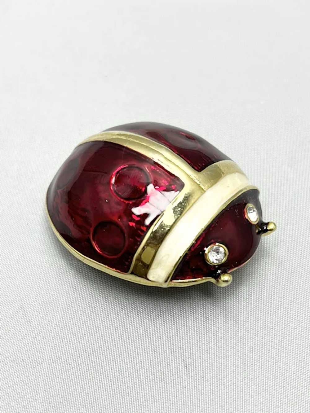 Vintage Red Enamel Ladybug Lady Bug Brooch Pin - image 5