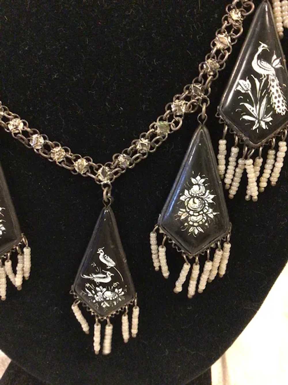 Antique Persian Enamel Double Sided Necklace Uniq… - image 4