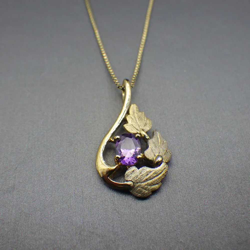 Gold Vermeil Teardrop Pendant With Leaves, Black … - image 4