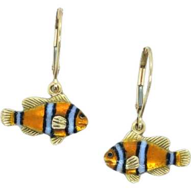 Adorable Kabana Tropical Fish Earrings in 18k Yell