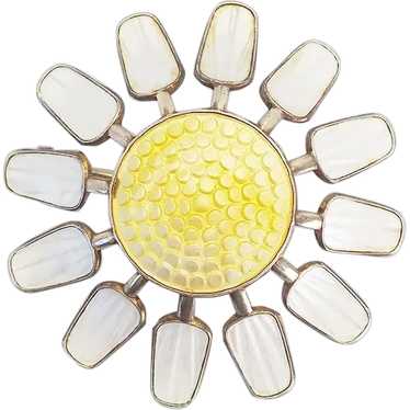 Norway sunflower sterling silver yellow white enam