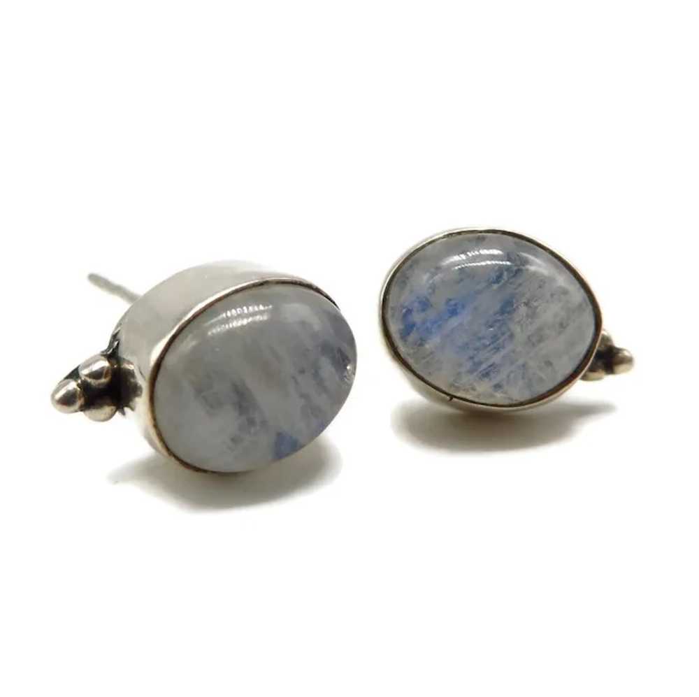 Sterling Silver Lavender Stone Pierced Stud Earri… - image 2