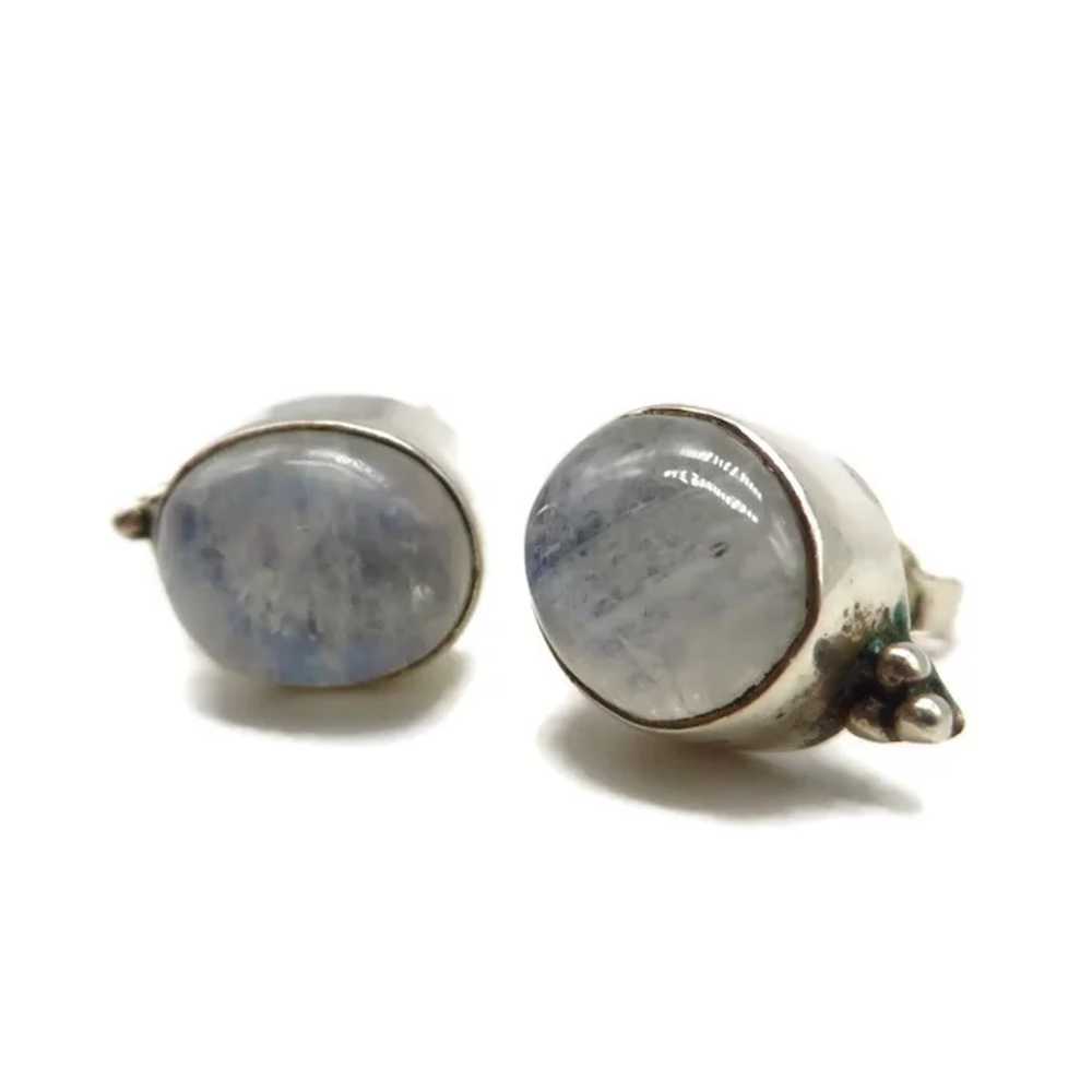 Sterling Silver Lavender Stone Pierced Stud Earri… - image 3