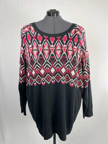 Torrid Size 4X (26) Black & Red Ikat Sweater NWT