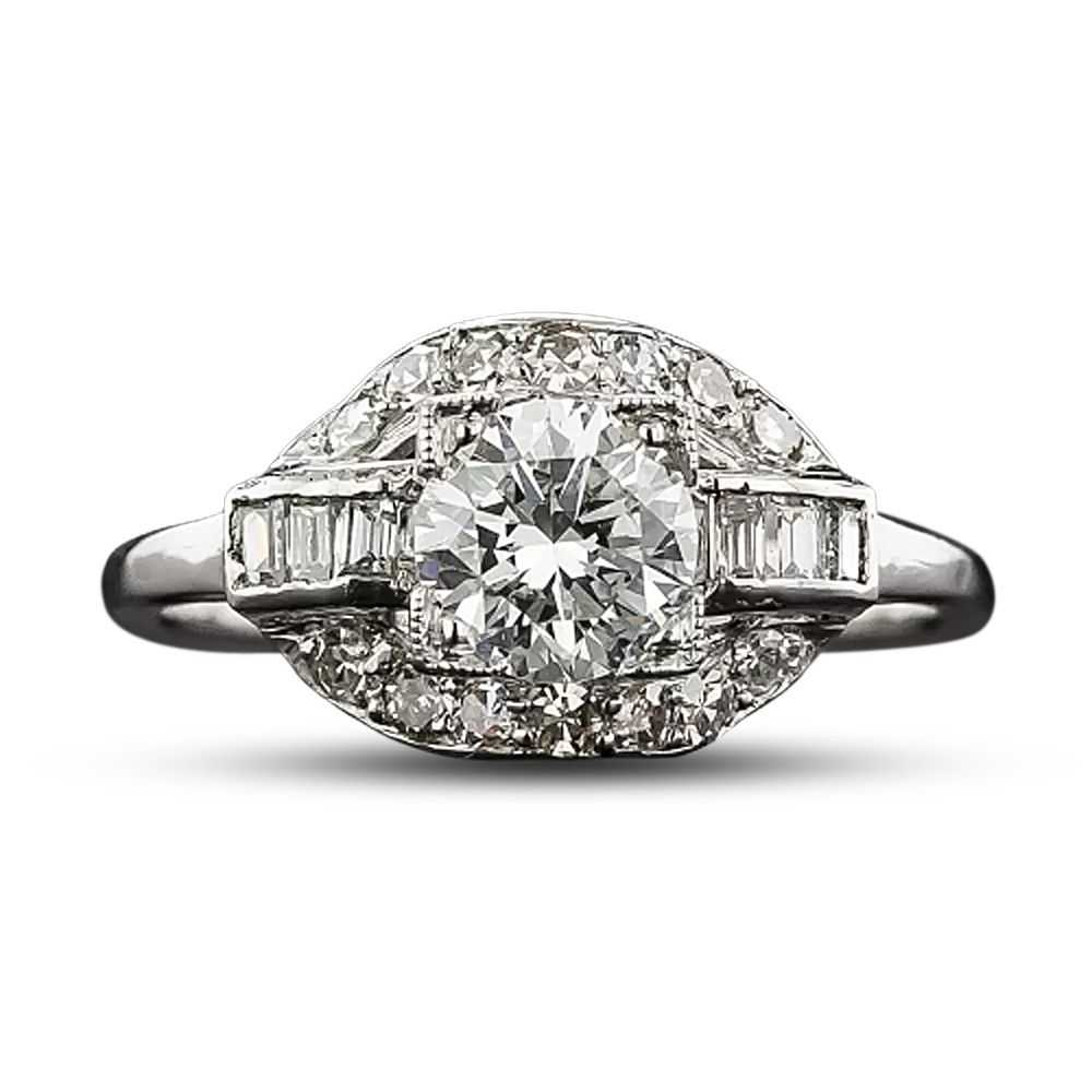 Art Deco .83 Carat Diamond Engagement Ring - GIA … - image 4