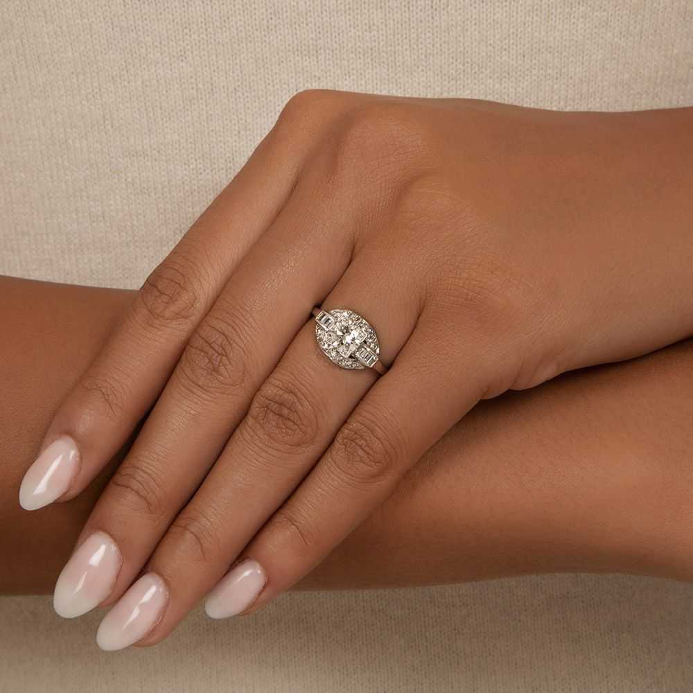 Art Deco .83 Carat Diamond Engagement Ring - GIA … - image 5