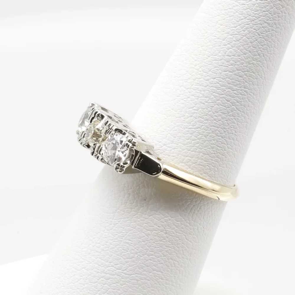 Lady's 14k Art Deco European 3  Diamond Ring - image 5