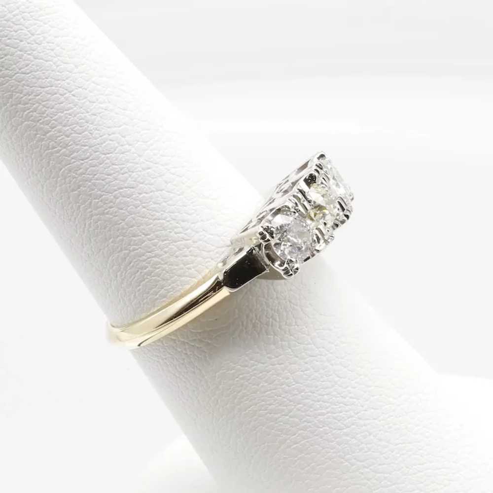 Lady's 14k Art Deco European 3  Diamond Ring - image 6