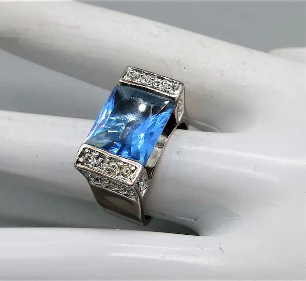 VINTAGE   Sterling Gold Plated Bright Blue Quartz… - image 2