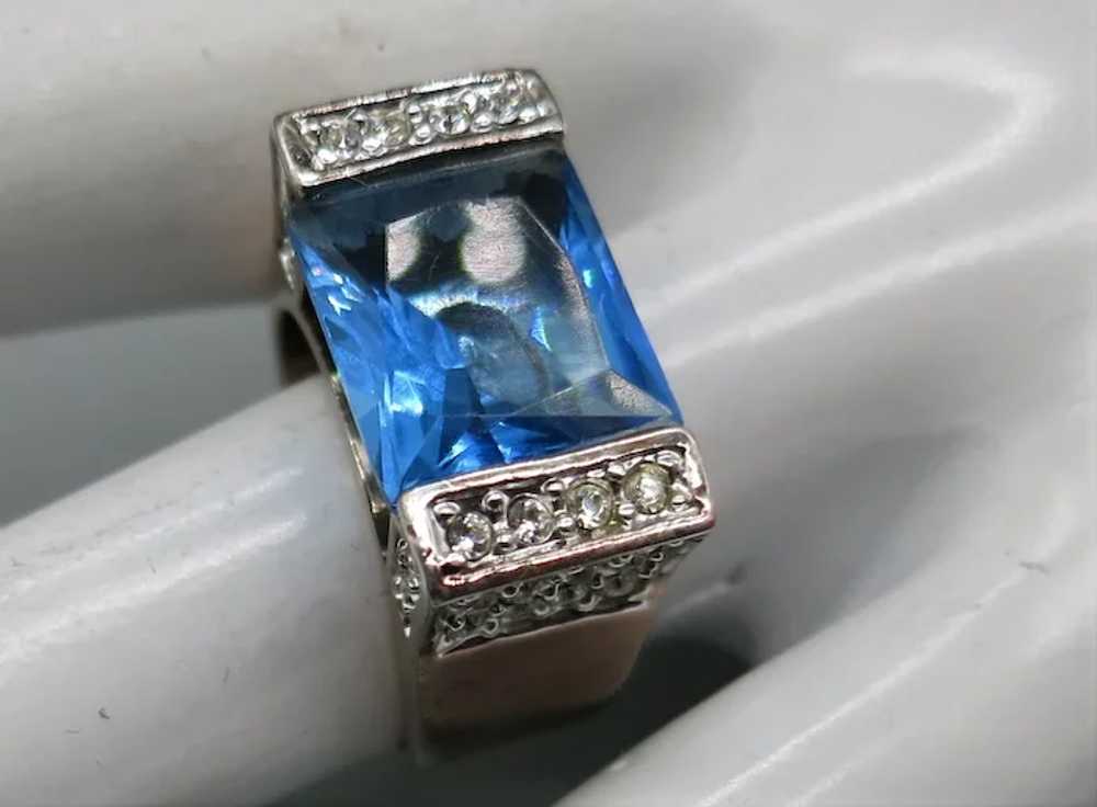 VINTAGE   Sterling Gold Plated Bright Blue Quartz… - image 3