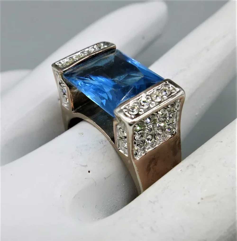 VINTAGE   Sterling Gold Plated Bright Blue Quartz… - image 4