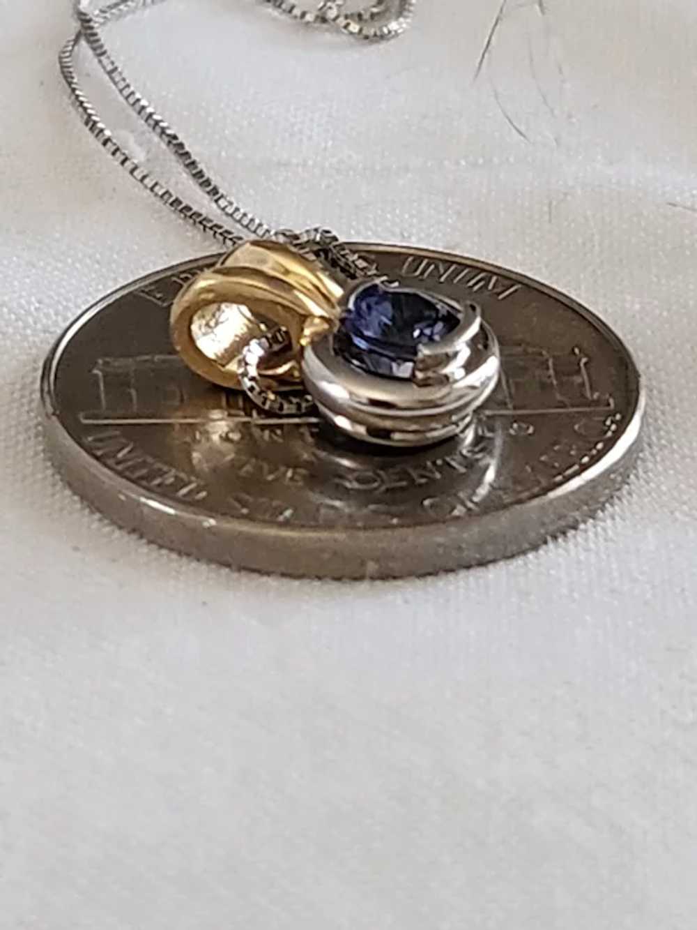 14K Gold Tanzanite Blue Pendant Necklace Drop - image 11