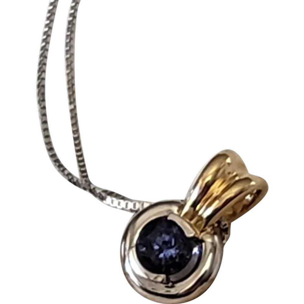 14K Gold Tanzanite Blue Pendant Necklace Drop - image 1