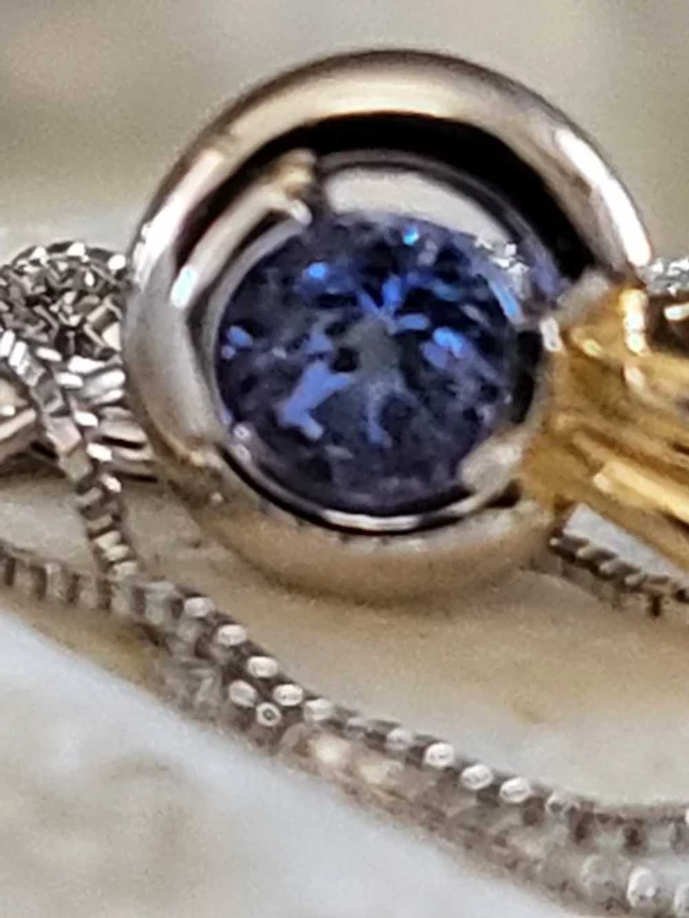 14K Gold Tanzanite Blue Pendant Necklace Drop - image 5