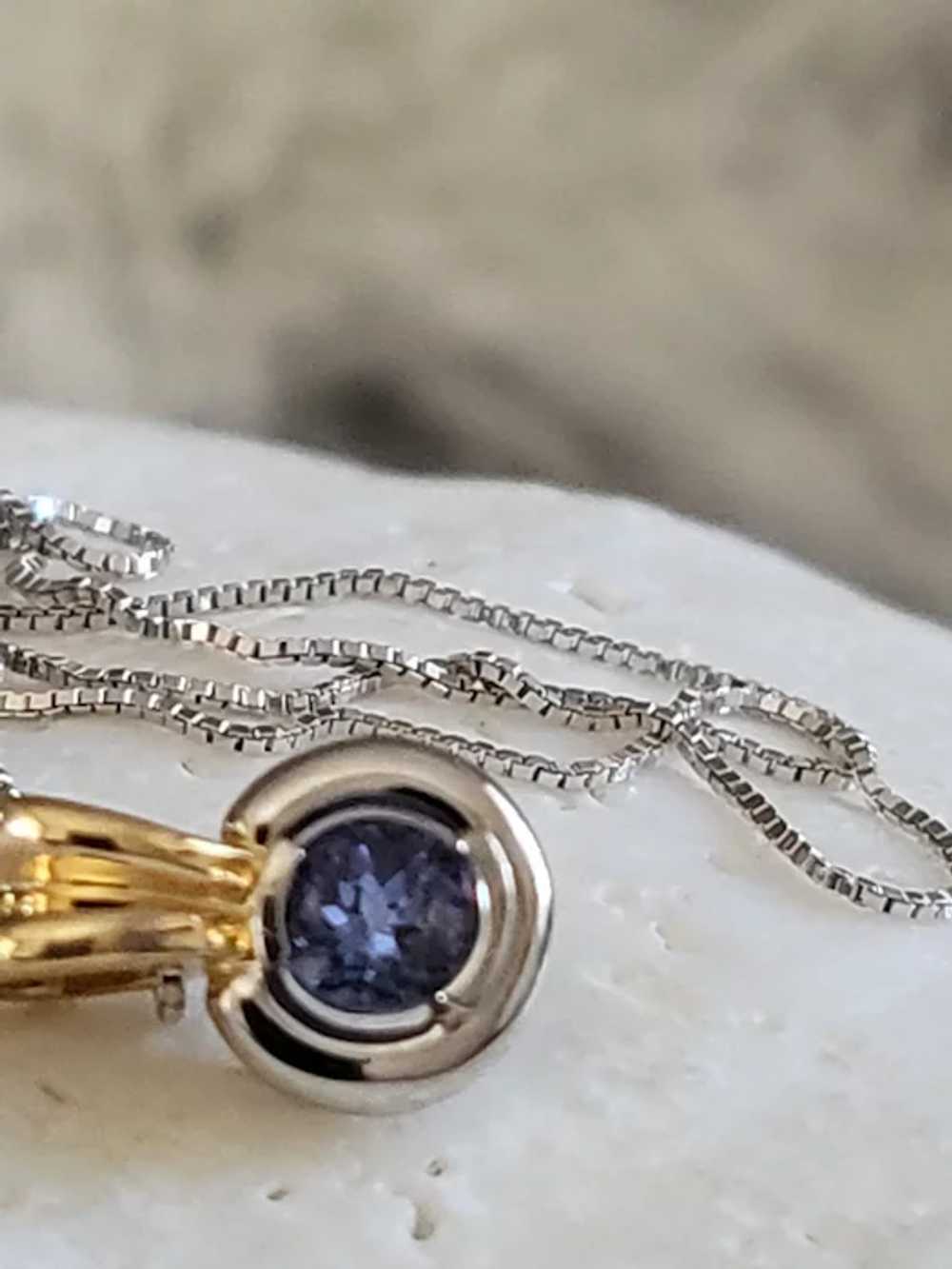 14K Gold Tanzanite Blue Pendant Necklace Drop - image 8