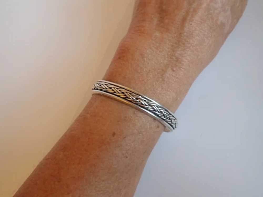 *Vintage TAXCO Mexico Braided Sterling Cuff - image 2