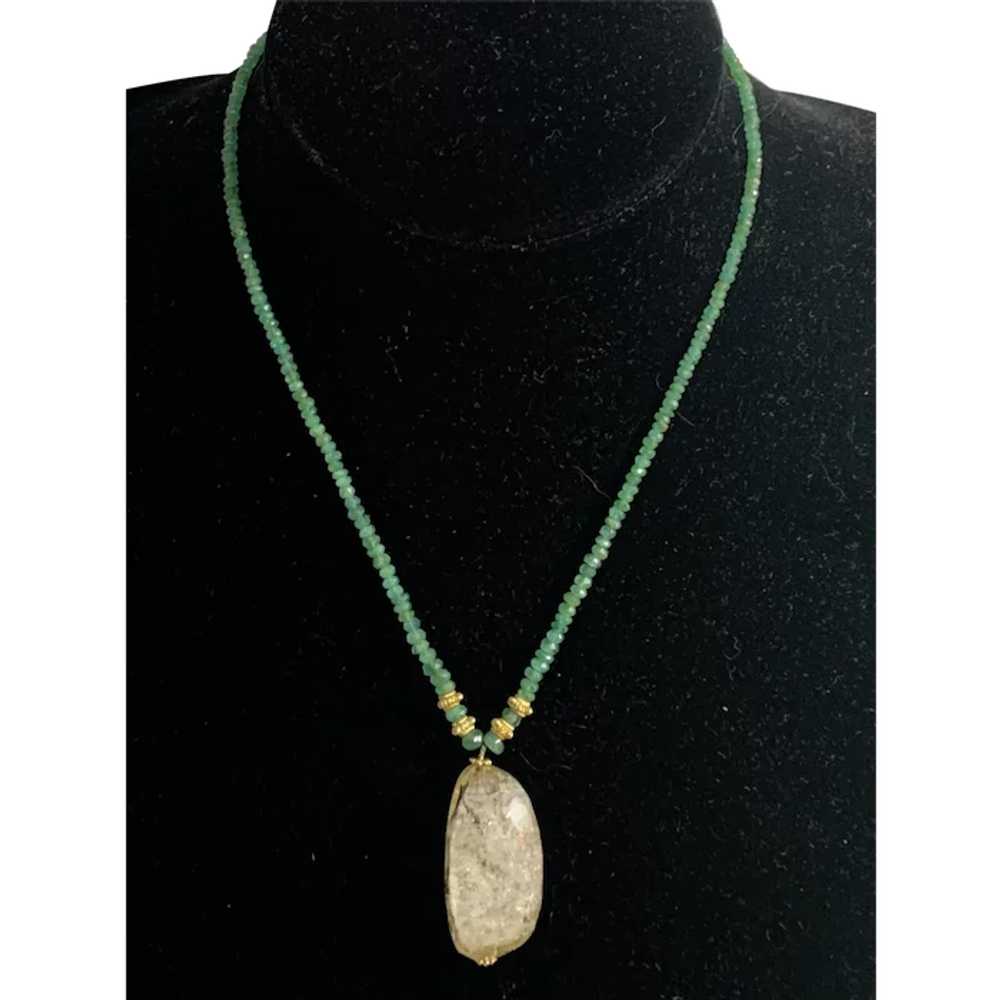 Genuine Emerald and Rutilated Quartz Necklace - image 1